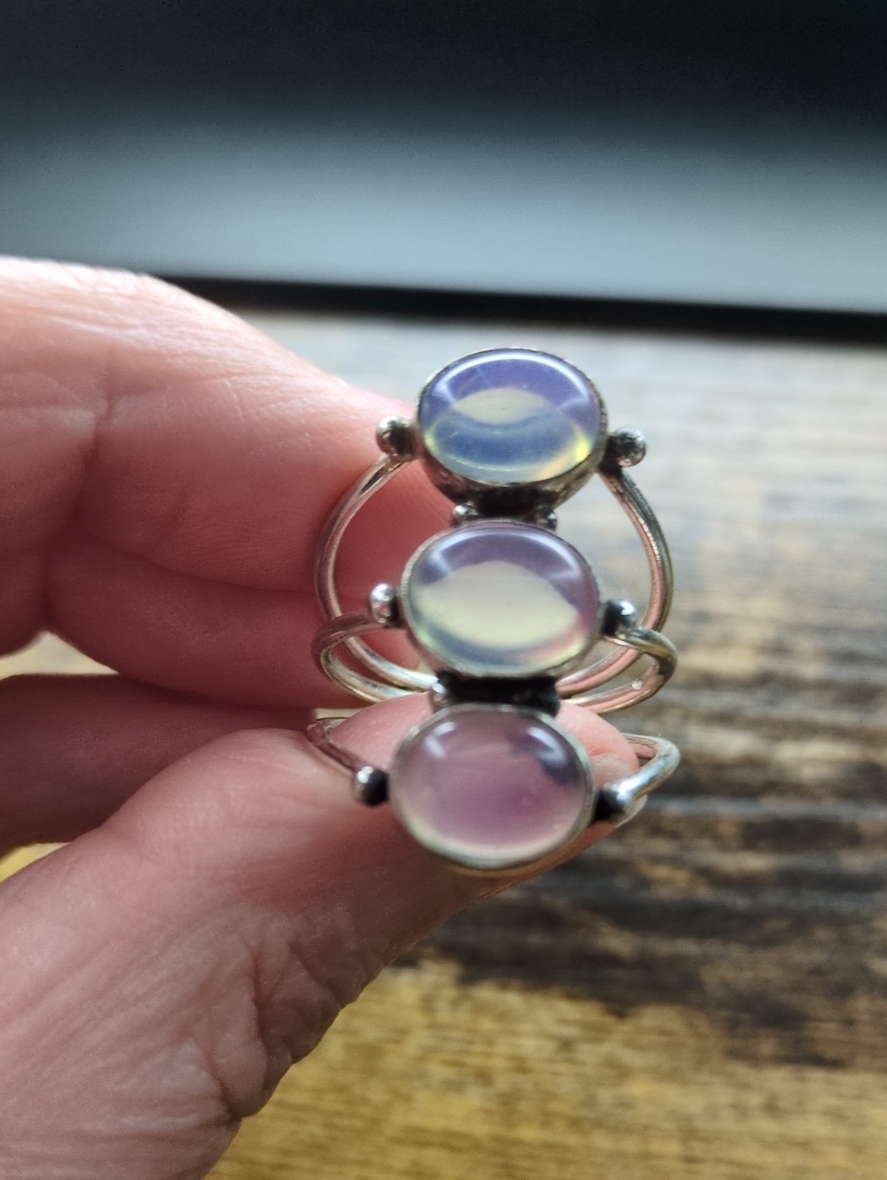 Triple Opal Sterling Ring - Opalescent